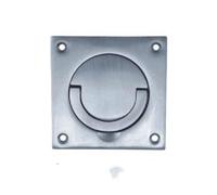 Squash Court Handle or Square Flush Ring Pull in Satin Stainless Steel Finish & Dimensions 90mm x 90mm x 1mm