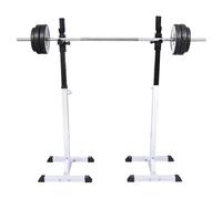 Squat Barbell Rack Steel White/Black 50x48x107-165 cm Adjustable 12-level Heavy