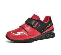 Squat Shoes for Men Women Non-Slip Powerlifting Bodybuilding Fitness Footwear Breathable Weightlifting Training Sneakers,Red,8.5 UK