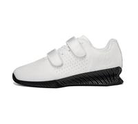 Squat Sneakers for Men Leather Lace-Up Weightlifting Powerlifting Sports Shoes Heavy Lifting Deadlifting Fitness Trainers with Arch Support,White,8.5 UK