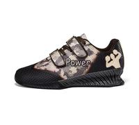 Squat Sneakers for Men Leather Lace-Up Weightlifting Powerlifting Sports Shoes Heavy Lifting Deadlifting Fitness Trainers with Arch Support,Black,10.5 UK