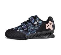 Squat Sneakers for Men Leather Lace-Up Weightlifting Powerlifting Sports Shoes Heavy Lifting Deadlifting Fitness Trainers with Arch Support,Blue,9.5 UK