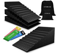 Squat Wedge - Slant Board 6PCS Resistance Bands 5PCS GYMRUSH Adjustable Non-slip Rubber Squat Wedge, Weight Lifting, Deadlift Squat, Calf stretcher, Improve Mobility Balance and Strengthen Performance