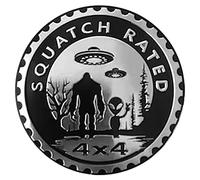 Squatch Aliens Badge Rated Car Emblem, 4 x 4 Metal Automotive Bigfoot Badge 3D Metal Car Badges Emblems Round Emblem Decals Car Badge Decals Stickers Compatible with Jeep Wrangler Vehicles Trucks SUV