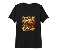 Squatchin and Relaxin Bigfoot Camping Retro Sunset Premium T-Shirt