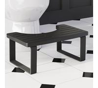Squatting Potty for Adults, 7in Wooden Poop Stool Adult, Matte Black Bamboo Toilet Stool Squat, Wood Pooping Stool for Bathroom, Toilet Foot Step for Kids with Non-Slip Mat