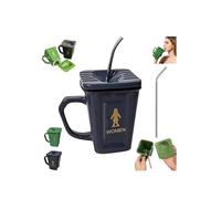 Squatting Toilet Shape Ceramic Mug,Funny Squat Toilet Mug,Weird Coffee Cups,Novelty ToiletMugs with Lids,Prank Squatting Toilets Shape Ceramic Mugs Gifts for The Office,Home,Partiy and Prank Lover