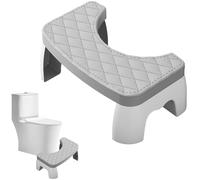 Squatting Toilet Stool Adult, 7 inch Non-Slip Bathroom Step Up Stool Relieves Constipation, Bloating/Aligns the Colon for Faster, Easier Relief, Proper Toilet Posture for Women Men (Gray)