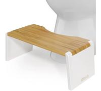 Squatty Potty Oslo Folding Bamboo Toilet Stool - 17.78 cm - Brown & White | Squat Footrest Bathroom Stool for Improved Bowel Health & Natural Posture - for Kids and Adults - Foldable and Portable