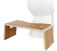 Squatty Potty Oslo Folding Bamboo Toilet Stool - 7 Inches, Collapsible Bathroom Stool for Kids and Adults - Brown, Portable and Space-Saving (Teak)