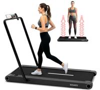 Squatz 2-in-1 Walking Pad Treadmill with Handlebar & Vibration Plates - Compact Walking Pad with LED Display, Device Holder, Quiet 1.0HP Motor & Remote for Home or Office Fitness (Black)