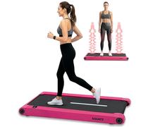 Squatz 2-in-1 Walking Pad Treadmill with Vibration Plates, Compact Under Desk Walking Pad with Remote Control, LED Display, Non-Slip Belt, Quiet 1.0HP Motor for Home or Office Workout (Pinks)