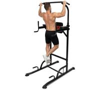 SQUATZ Power Tower Pull Up Station with Free Standing Pull Up Bar, Multi-Grip Workout Frame with 6 Adjustable Heights, H-Base Stability, Steel Construction, 330 lb Capacity for Home Gym, Black