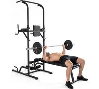 SQUATZ Pull-Up Dip Station - Your All-in-One Power Tower Gym and Chin-Up Bar Stand with Collapsible Bench for Home Exercise and Bench Press