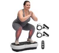 SQUATZ Vibration Plate Exercise Machine | Low-Impact Full Body Vibrator Plate with 99 Speed Levels & 9 Preset Programs | Resistance Bands & Remote Included | 265 lb Capacity | For Home & Office | Gray