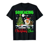 Squeaking Around Christmas Tree Santa Reindeer Guinea Pig T-Shirt