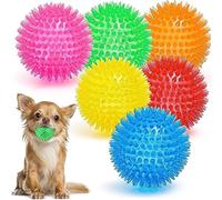 Squeaky Balls for Small Dogs, Puppy Chew Toys for Teething, Spiky Dog Balls for Training - Durable, BPA Free (6-PACK)