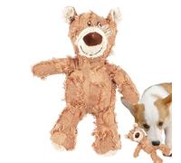 Squeaky Bear Dog Toy - Durable Indestructible Stuffed Plush With Noise Maker, Tough Canine Chew Plaything | Teething Boredom Enrichment Puppy Small Medium Breed Pet Animal Interactive Fetch Gift