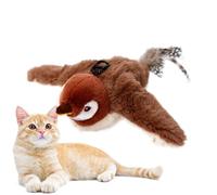 Squeaky Bird Cat Toy - Cat Toys with Catnip - Rechargeable Plush Sparrow Toys Contains Catnip for Indoor Cats, Automatic Interactive Toy Pet Exercise