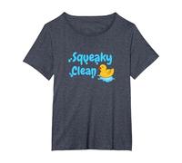 Squeaky Clean Rubber Duckie Cleaning Housekeeping Cleanup T-Shirt, Women's Plus, Heather Blue, 3X