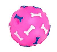 Squeaky Dog Balls - Bone Print Puppy Bite Toy, Interactive Outdoor Chew Gear, Pet Exercise Training Accessory, Apartment Living Room Supplies, Animal Lover Gift, Small Durable Rubber For Beach Park