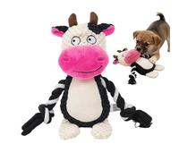 Squeaky Dog Toy - Cow Shape Plush, Interactive Sound Chew Toy, Gentle Textile Stuffed with Noise Maker, Puppy Play Gear with Engaging Texture, Family Time Indoor Outdoor Fun for Garden Pool