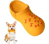 Squeaky Dog Toy for Aggressive Chewers,Interactive Slippers Shape Chew Toy for Teeth Cleaning and Training,Funny Tough Rubber Toy for Boredom,Cute Toy for Puppy Indoor Outdoor (Slipper-Orange, S)