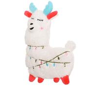 Squeaky Dog Toy Plush Interactive Play Toy Stuffed Small White Llama Soft Play Chew Toy Festive Stocking Filler for Dogs - 16x11x6cm