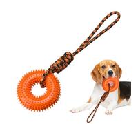 Squeaky Dog Toys,Anti-Stress Spiky Ring - Puppy Teething Boredom Relief Toy with Rope Mental Stimulation Interactive Ring for Outdoor Indoor Play Backyard