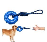 Squeaky Dog Toys | Chewer Teether Spiky Ring,Puppy Teething Boredom Release Ring with Rope for Mental Stimulation Chewing Training Outdoor Indoor Play Backyard