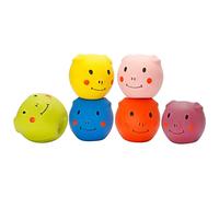 Squeaky Dog Toys -Cute Funny Pigge Latex Balls for Small Puppy and Medium Pets Dogs (6 Pack)