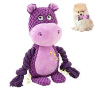 Squeaky Dog Toys: Durable, Interactive Dog Toys with Crinkle Paper, Great for Small and Medium Dogs (Hippopotamus)