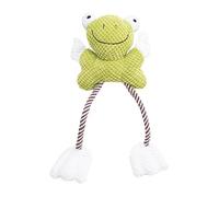 Squeaky Dog Toys, Frog Shape Plush Toy, Cotton Rope Chew Toy, Soft Plush Material with Squeaker, Interactive Pet Play Accessory, Breed Puppy Teething for Chewing Teeth Cleaning Cognitive Training