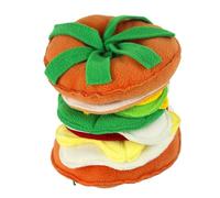 Squeaky Dog Toys - Hamburger Shape Cute Pet Enrichment - Plush Squeak Toy - for Keep Them Busy Teeth Cleaning Puppy Training Small Medium Breed Boredom Play Christmas Birthday