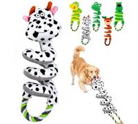 Squeaky Dog Toys with Pull Rope, Interactive Tug of War Dog Toys with Squeaker & Crinkle Paper, Stretchy Plush Dog Chew Toys for Small Medium Large Dogs，A