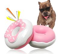 Squeaky Donut Dog Toy for Aggressive Chewers，Doughnut shaped dog chewing toy with a creamy aroma，for Aggressive Chewers Medium Large Breed，Indoor and Outdoor Toys for Dogs (Pink)