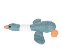 Squeaky Goose Interactive Chew Toy for Dogs Clearing Calculus, Made of Durable Cotton and Linen, 13.0x9.1x2.5in (Navy Blue)