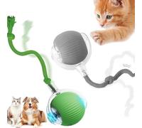 Squeaky Interactive Dog Ball Toys,Cat,Usb Rechargeable,360° Rotatable,Mart For Catand(Grey+Green)