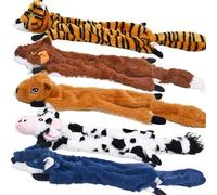Squeaky, No- Stuffing Dog Toys - Large, Crinkle, Durable, Plush, Teething-Friendly, Cute Animal Designs(5 Pack,Large)