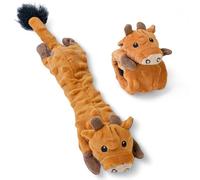 Squeaky, No- Stuffing Dog Toys - Large, Crinkle, Durable, Plush, Teething-Friendly, Cute Animal Designs(Bubble Plush-Cow,Large)