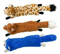 Squeaky, No- Stuffing Dog Toys - Large, Crinkle, Durable, Plush, Teething-Friendly, Cute Animal Designs(Fur Plush-3 Pack,Small)