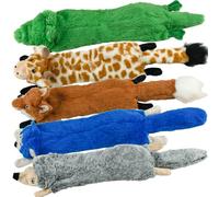 Squeaky, No- Stuffing Dog Toys - Large, Crinkle, Durable, Plush, Teething-Friendly, Cute Animal Designs(Fur Plush-5 PACK,Small)
