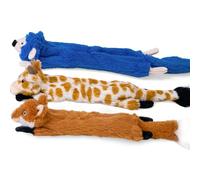 Squeaky, No- Stuffing Dog Toys - Large, Crinkle, Durable, Plush, Teething-Friendly, Cute Animal Designs(Fur Plush-3 Pack,Large)