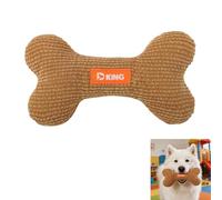 Squeaky Plush Bone Dog Toy, Interactive Soft Chew Toy with Internal Squeaker for Puppy and Medium Dogs, Reinforced Stitched Cuddly Fetch Toy, Durable Pet Training Accessory, 21x12cm (Yellowish-brown)