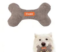 Squeaky Plush Bone Dog Toy, Interactive Soft Chew Toy with Internal Squeaker for Puppy and Medium Dogs, Reinforced Stitched Cuddly Fetch Toy, Durable Pet Training Accessory, 21x12cm (Gray)