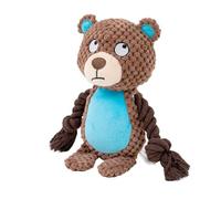 Squeaky Plush Cotton Rope Dog Toy, Squeaky Sound, Bear | Clean teeth while playing with this attractive fun game for dogs
