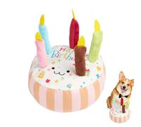 Squeaky Plush Dog Toy - Birthday Cake Shaped Chew Toys for Small to Medium Dogs, Durable Interactive Toy for Teeth and Play | Suitable for Indoor Fun, Fetch, and Dog Enrichment Activities