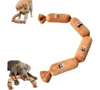 Squeaky Realistic Sausage Shape Soft Plush Dog Toy, Interactive Puppy Teething Chew Toys, Dual Sound Mechanism Pet Chewing Player for Indoor Home Garden Patio (Khaki)