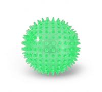 Squeaky Spiky Dog Ball for Teeth Cleaning & Gum Massage 2.5 Inch Small Medium Dogs Green | Spiny TPR Rubber Chew Toy for Fetch Play Interactive Bouncy Dental Ball Durable BPA Free Nontoxic Floats