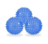 Squeaky Spiky Dog Balls for Teeth Cleaning & Gum Massage 2.5 Inch Small Medium Dogs Blue | Spiny TPR Rubber Chew Toys for Fetch Play Interactive Bouncy Dental Balls BPA Free Nontoxic Floats - 3 Pack